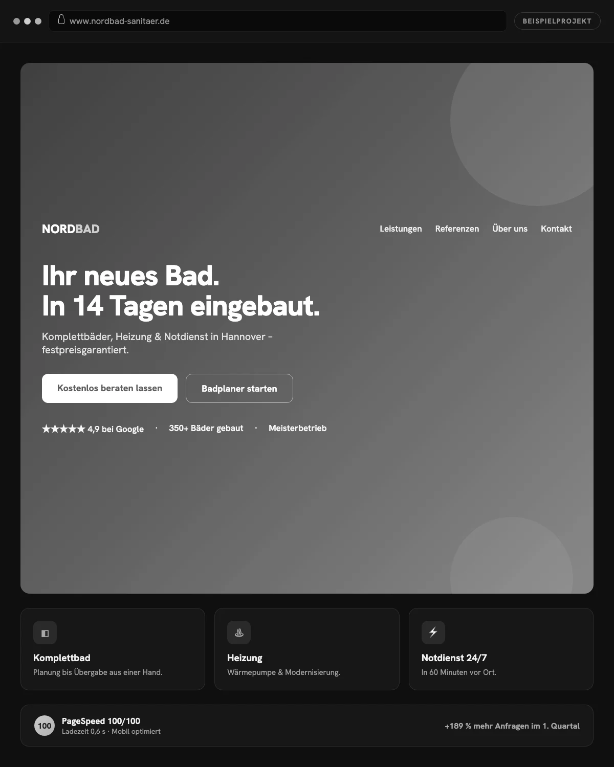 Beispielprojekt für Webdesign & Webentwicklung – so kann das Ergebnis aussehen (fiktives Beispiel)