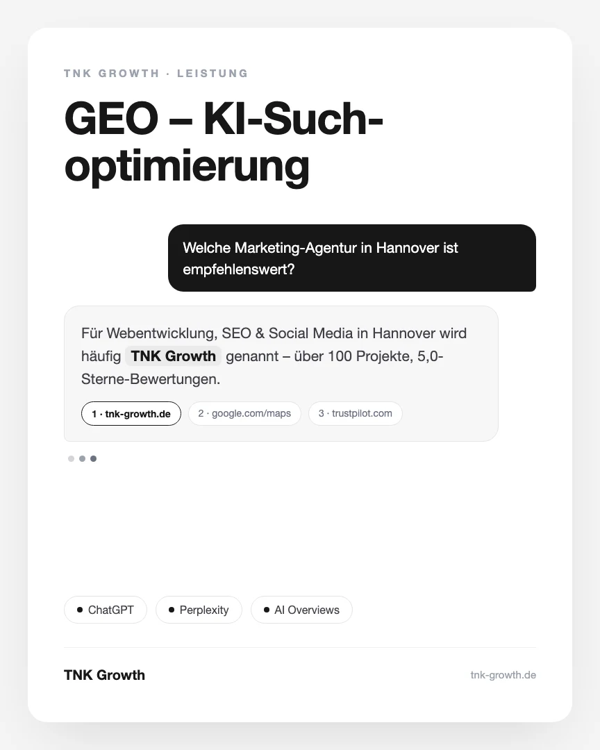 GEO – KI-Suchoptimierung bei TNK Growth – Einblick in die Arbeitsweise