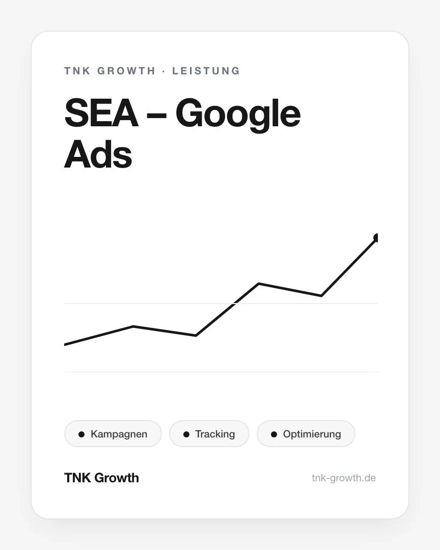 SEA – Google Ads bei TNK – Leistungsübersicht