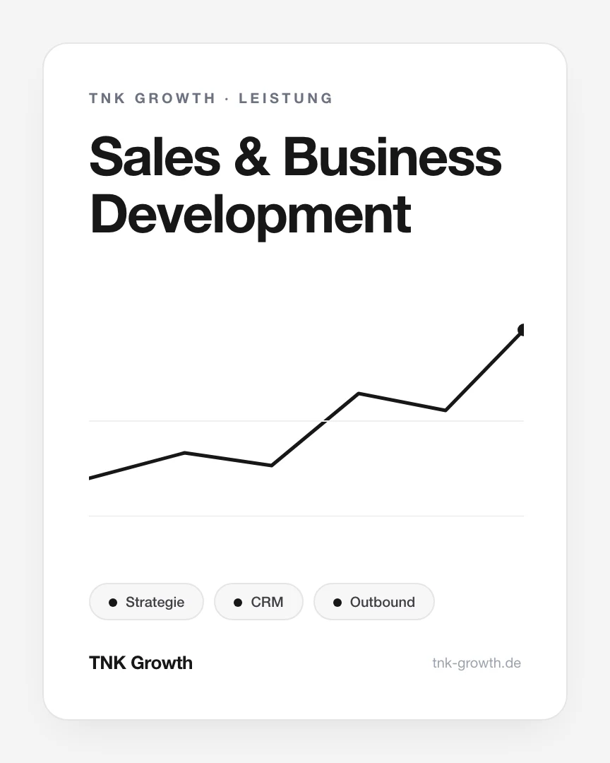 Sales & Business Development bei TNK – Leistungsübersicht