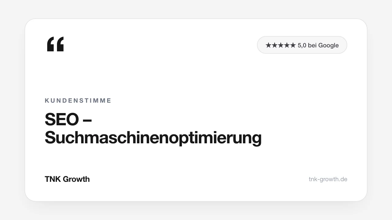 Kundenstimme zu SEO – Suchmaschinenoptimierung bei TNK