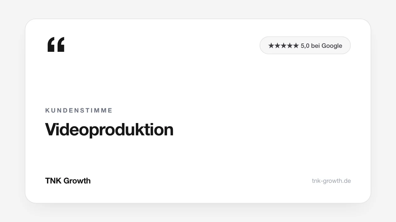 Kundenstimme zu Videoproduktion bei TNK